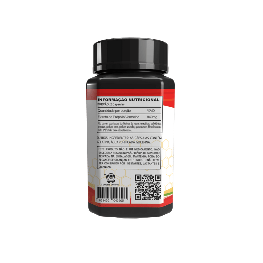 Própolis Vermelho em Cápsulas 840mg - Sem Álcool - Proteção e Imunidade - 90 Cápsulas