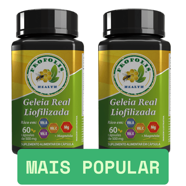Geleia Real pura - 15mg 10-HDA - Magnésio de Malato 300mg +Vit - Suporte a saúde Cerebral - Super Antioxidante