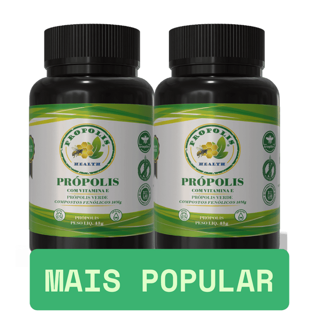 Própolis Verde em Cápsulas 1000mg - 25% Extrato Seco + Vitamina E - Imunidade para 50 Dias - Propolis Health