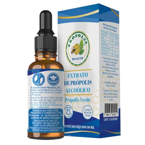 Extrato de Própolis Verde Líquido - 21% Extrato Seco - 30ml - Gotas Concentradas Propolis Health