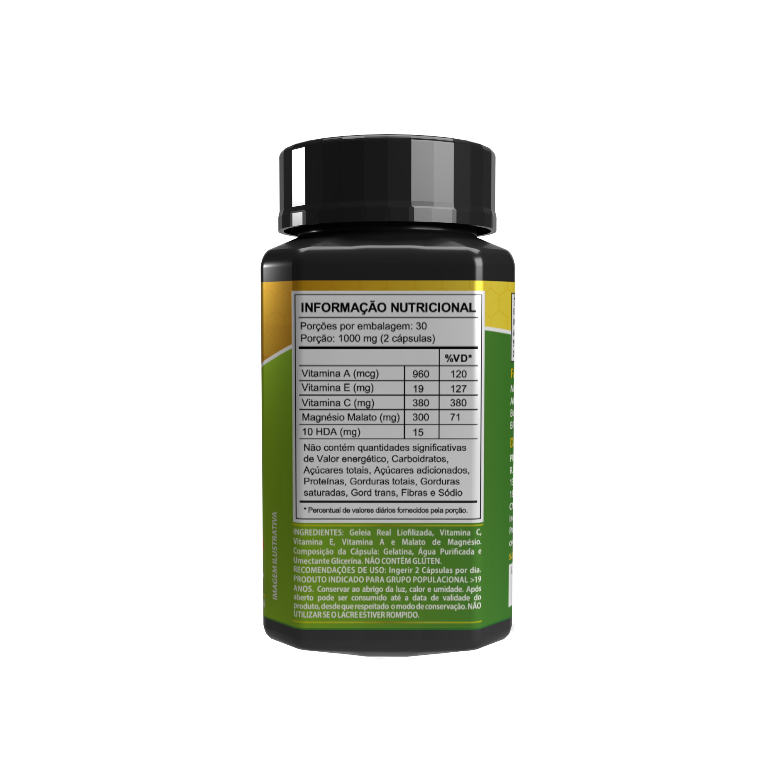 Geleia Real pura - 15mg 10-HDA - Magnésio de Malato 300mg +Vit - Suporte a saúde Cerebral - Super Antioxidante