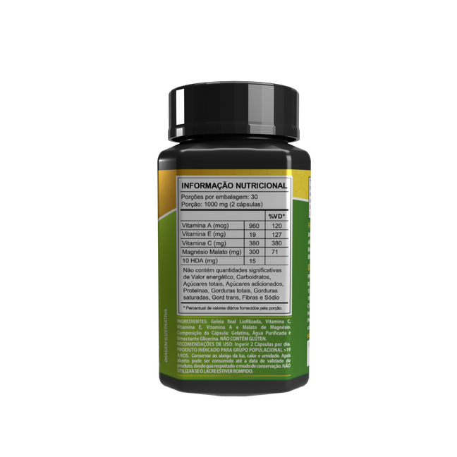 Geleia Real pura - 15mg 10-HDA - Magnésio de Malato 300mg +Vit - Suporte a saúde Cerebral - Super Antioxidante