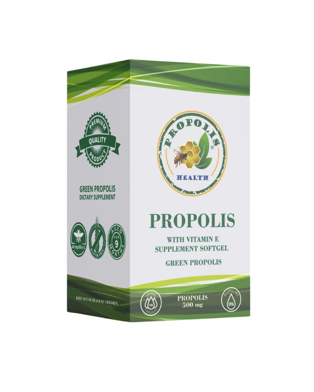 Própolis Verde em Cápsulas 1000mg - 25% Extrato Seco + Vitamina E - Imunidade para 50 Dias - Propolis Health